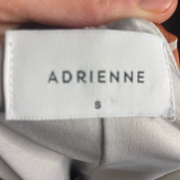 Adrienne Womens Patterned V Neck Silk Short Sleeve Top Size Small - Picture 4 of 5